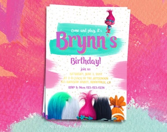 Trolls Digital Invitation, Trolls Instant Download Invitation, Trolls Printable Invitation, Trolls Birthday Invitation