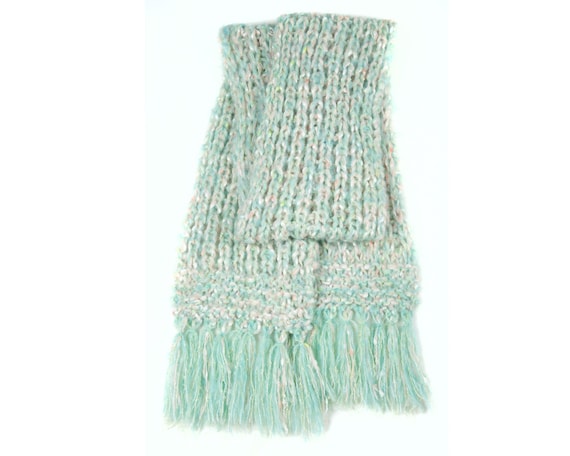 Long Women's scarf, Aquamarine Scarf, Mother's Day Gift, Knit Scarf, Pastel Scarf, Mohair Fancy Wool Scarf, Birthday Gift, Women Gift