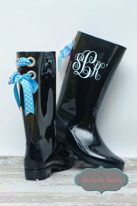 Personalized Monogrammed rubber boots rain boots by sassybysandy