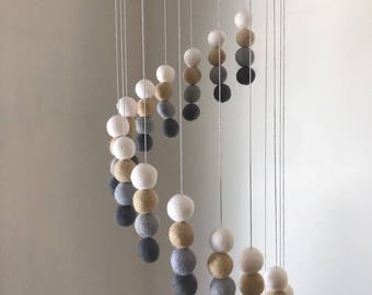 Felt Ball Mobile - Baby Mobile - Felt Balls - Cot Mobile - Nursery Decor - Spiral Pattern