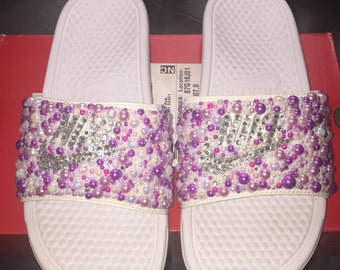 glitter nike slides