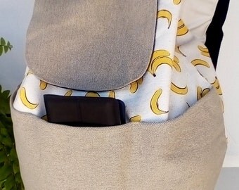 Canvas Backpack banana ,travel backpack with extra pockets in front holiday backpack,school backpack,holiday gift back,shopping backpack