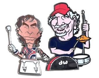 2 pin set, Drums,Mickey Hart,Bill Kreutzmann, pin, Grateful Dead, pin, limited edition,LE75,hat pin,lapel pin