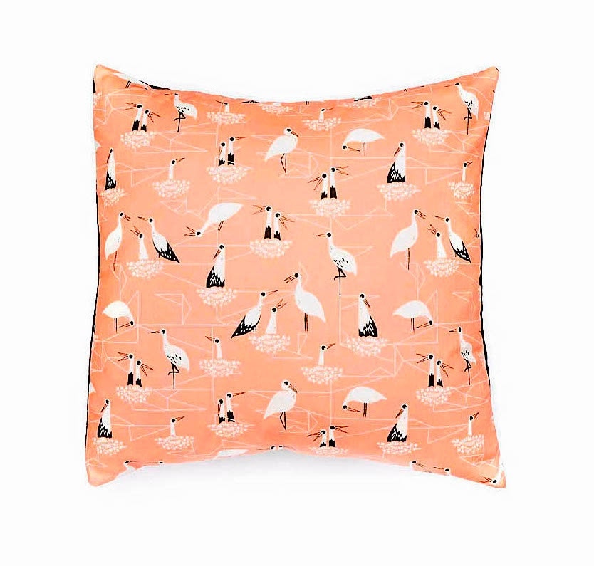 Decorative pillow Bird print cushion cover mustard colour