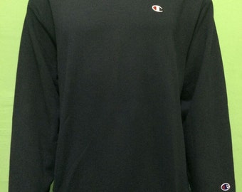 90'S CHAMPION plain sweater black color small logo size L