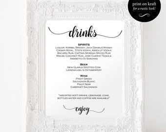 Signature Drinks Sign - Signature Cocktails - Drinks Menu Signature - DIY Wedding Bar Menu Sign - Downloadable wedding #WDH812246
