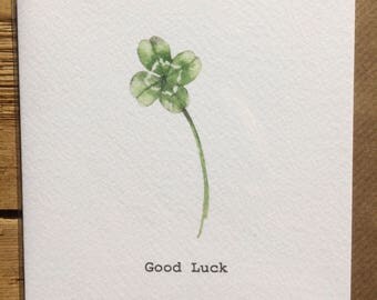 Four Leaf Clover Card taken from an Original Watercolour / Notelets / Good Luck Cards / Blank Cards