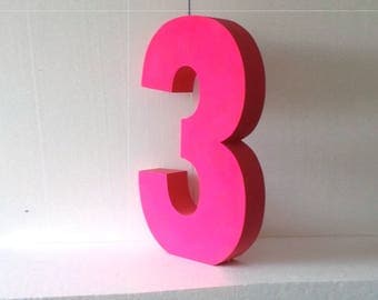 Bright pink number 32 inch 3D number Giant free standing number Party decor Baby birthday decoration Painted block numbers Styrofoam numbers