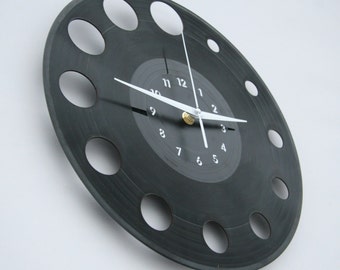 Vinyl wall clock, ideal for home decor, unique gift present and hand made art, interior design for music fan, 030