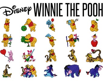 20 Disney's Winnie the Pooh Machine Embroidery Patterns, 4 Inch Hoop Designs, Pooh Bear, Tigger Pattern, Piglet Design, Instant Download