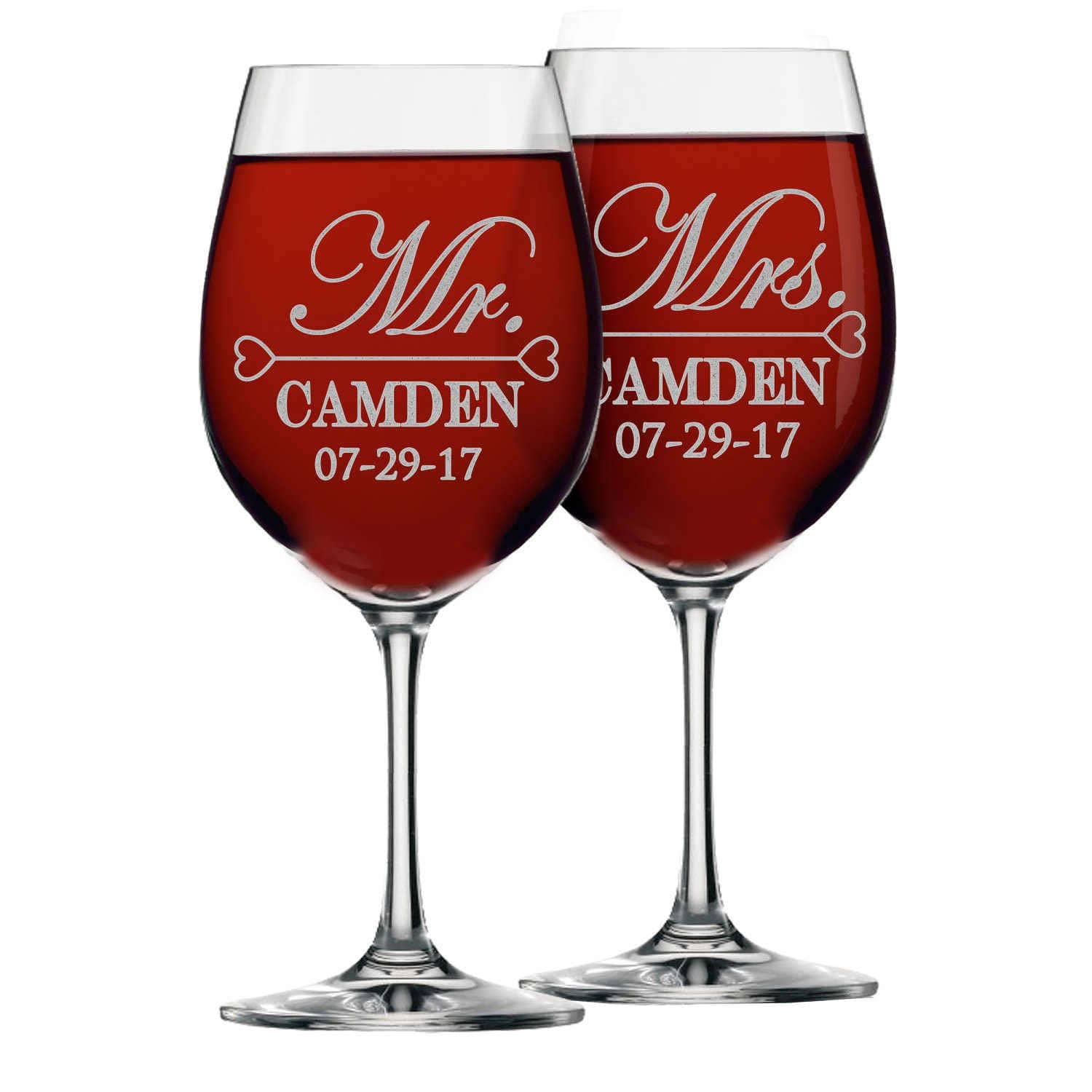 Custom Wine Glasses Personalized Wine Glasses Mr and Mrs