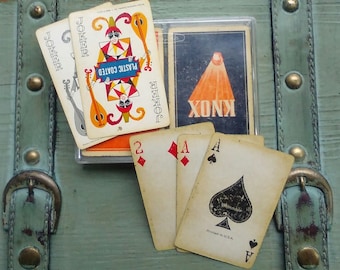 Vintage Playing Cards *Rare* Whitman Playing Cards Two Full Decks in Case 1960s Knox Cards Orange and Black