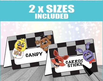 Five Nights at Freddy's Party Supplies Food Labels FNAF Digital Download Printable FNAF Party