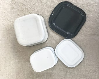 1950s Vintage Enamelware Food Saver Set with Original Label