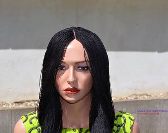 Micro 'Million' Braid Wig with lace parting - 16 inches (Black and Honey Gold Colour)