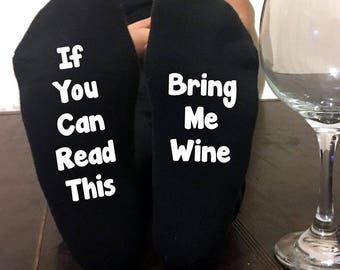 If You Can Read This Bring Me Wine Socks Wine Lover Wineo Mens Or Womens Birthday Gift Valentines Gift For Him Gift For Her Funny Gag Gift