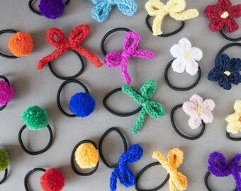 4 Bow Hair Ties | Set of 4 hair ties, Hair Ties, Ponytail holder, Hair Accessories, Colorful Hair-Bow, Bow Hair Tie, Elastic Hair Ties