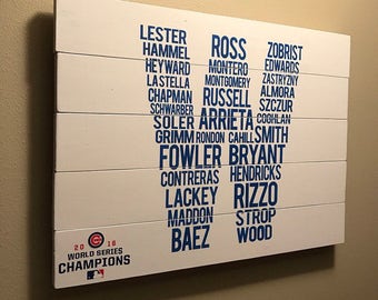 Chicago Cubs World Series Roster 'W' Sign