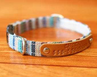 Earth Tone Personalized Cat Collar, Chocky Cat Collar Personalized, Chocky Cat Collar Tag,Kitten Collar, Custom Cat Collar, Small Dog Collar