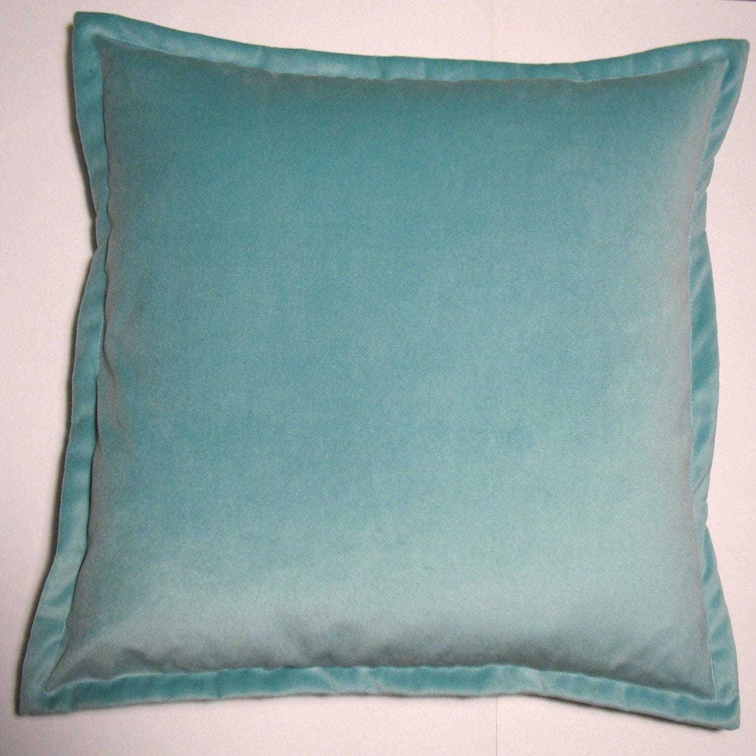 SET of TWO Aqua Plush Velvet Throw Pillow Covers 22x