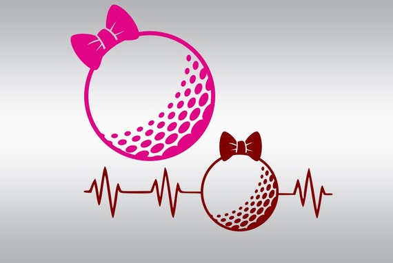 Download golf ball heartbeat girl SVG Clipart Cut Files Silhouette