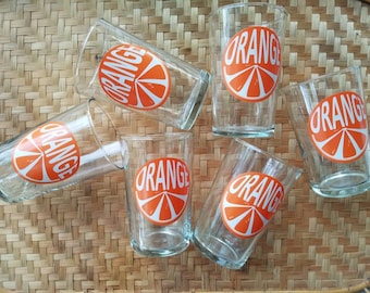 Set of 6 retro juice glasses, vintage