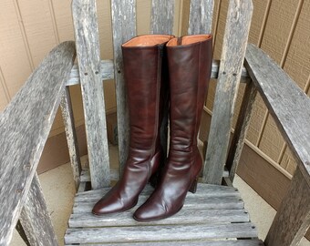 J Crew Brown Leather Knee High Women's Boots Size 9 Made in Italy