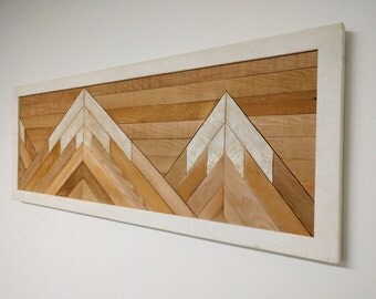 RECLAIMED WOOD wall art mountain scene