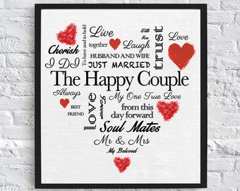 Heart Shaped Wedding Gift - Digital Download (Black and Red)