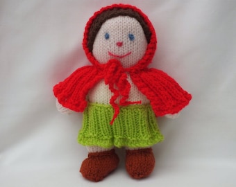 Hand knitted doll, Red Riding Hood