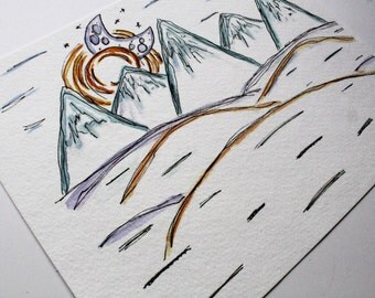Candy Mountain // Watercolor Print // 8x10