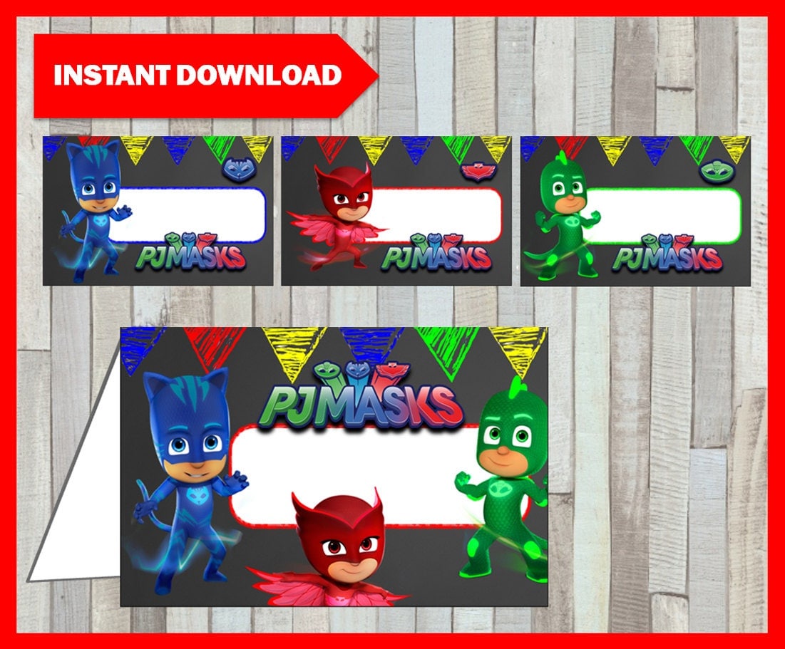 Printable Pj masks Chalkboard Food labels instant download Pj