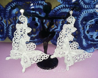 Stud Earrings with butterfly embroidered