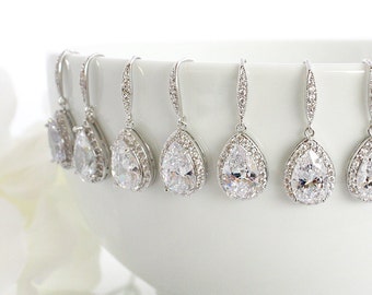 Personalized Wedding Earrings, Bridal Earrings, Crystal Teardrop Earrings, Bridesmaid Gift, Bridesmaid Earrings, Bridal Party Gift E3020