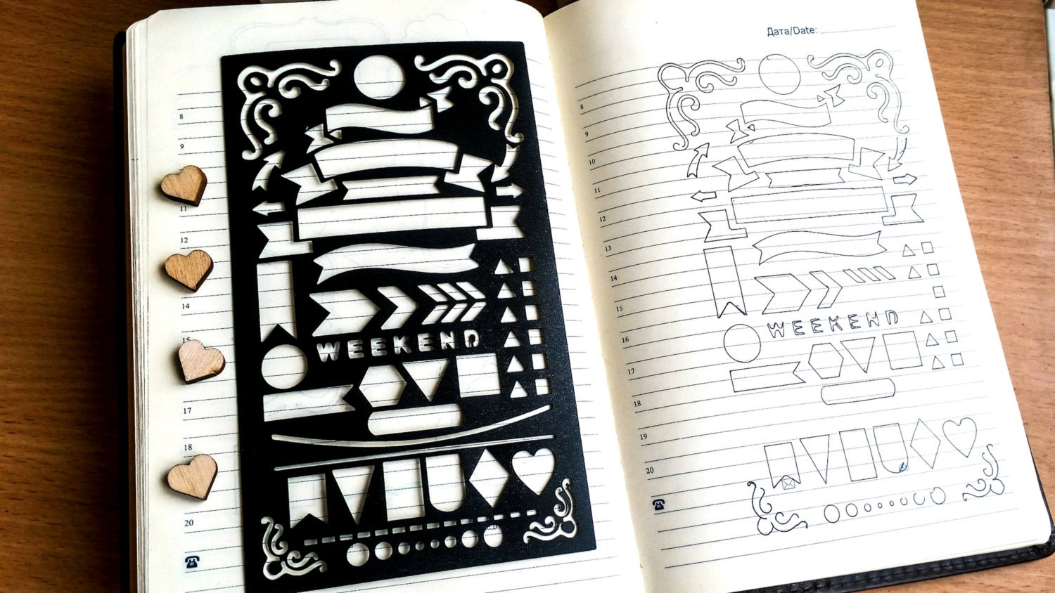 Planner Stencil Bullet Journal Stencil Banners and Flag