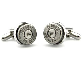 Bullet Cufflinks - Cowboy Cuff links - Federal 45 Auto Cufflinks - 45 Caliber Cufflinks - Unique Gift Cufflinks - Industrial Cufflinks