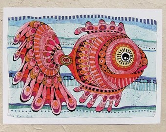 Digital printing, red fish, DinA 4