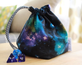 Galaxy Drawstring Dice Bag - For Tabletop Gamers, Roleplayers, Dungeons and Dragons, Scrabble tiles, Carcassonne, Rummikub & more