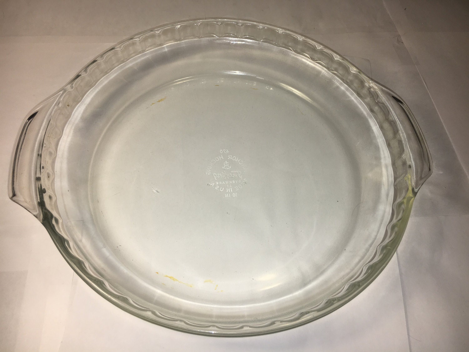 Vintage Fire King Glass Pie Plate 10 Anchor Hocking Ribbed Rim Ovenware ...