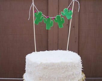 Felt Cactus Cake Topper Garland - Wedding Cake Topper - Birthday Cake Topper - Baby Shower Topper - Gender Reveal Topper - Cactus Garland
