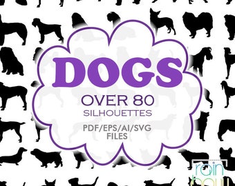 Dog Svg Files, Dog Silhouette Svg, Dog Clipart, Dog Illustration, Pet Svg, Hound Dog Silhouette, Pet Silhouette, Pets Clipart, Animal EPS