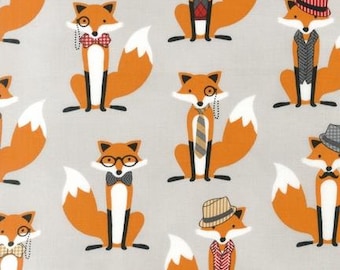 Fantastic Mr Fox and the Houndstooth fabric - Mr Fox fabric - Fantastic Mr Fox - grey fabric - country fabric - fabric for home