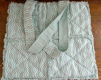 Rag Quilt Tote Bag - Handmade Cotton Blue Rag Quilt Tote Bag - Ready To Ship