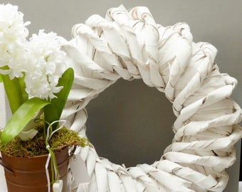 Wreath * bark * 43cm / white-washed