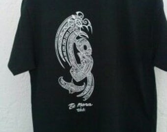 T-shirt Unisex Black print white TIKI Polynesian Tattoos