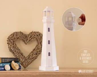 Lighthouse Papercraft, Nautical Decor, 3D lowpoly Lighthouse Model, DIY Paper Lantern, Coastal Beach Decor - PDF Printable Template Download