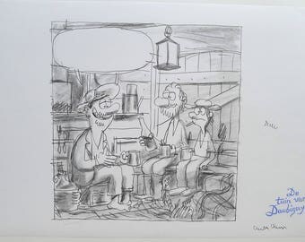 Original pencil drawing-the garden of Daubigny
