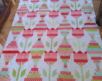 Tulip Spring quilt top
