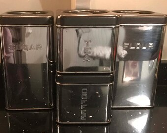 Vintage Chrome Maid Cannister Set