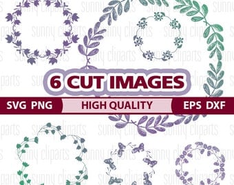 Floral Wreath Svg, Floral Wreath Clip Art, Floral Wreath Png, Wreath Vector, Wreath Monogram, Wreath Decal, Monogram Decal Svg, Svg Cuts